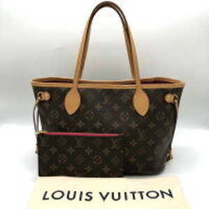 Louis Vuitton Neverfull Tote Shoulder Bag Pouch Monogram Brown Pink